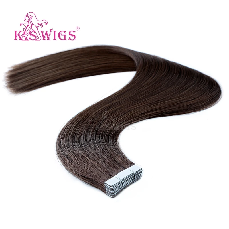 K.S WIGS Tape In Remy Human Hair Extensions Straight Double Drawn Skin Weft Human Hair Extensions 16'' 20'' 24'' K.S WIGS Tape In Remy Human Hair Extensions Straight Double Drawn Skin Weft Human Hair Extensions 16'' 20'' 24''
