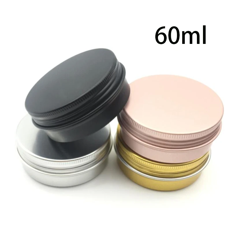 30pcs/lot 4 color Aluminum Jars Cover 60ml black gold pink Silver Metal Tin Cosmetic Containers Crafts colorful Aluminum box 60g rectangular slide top candy container sliding cover push pull tin box metal tin containers