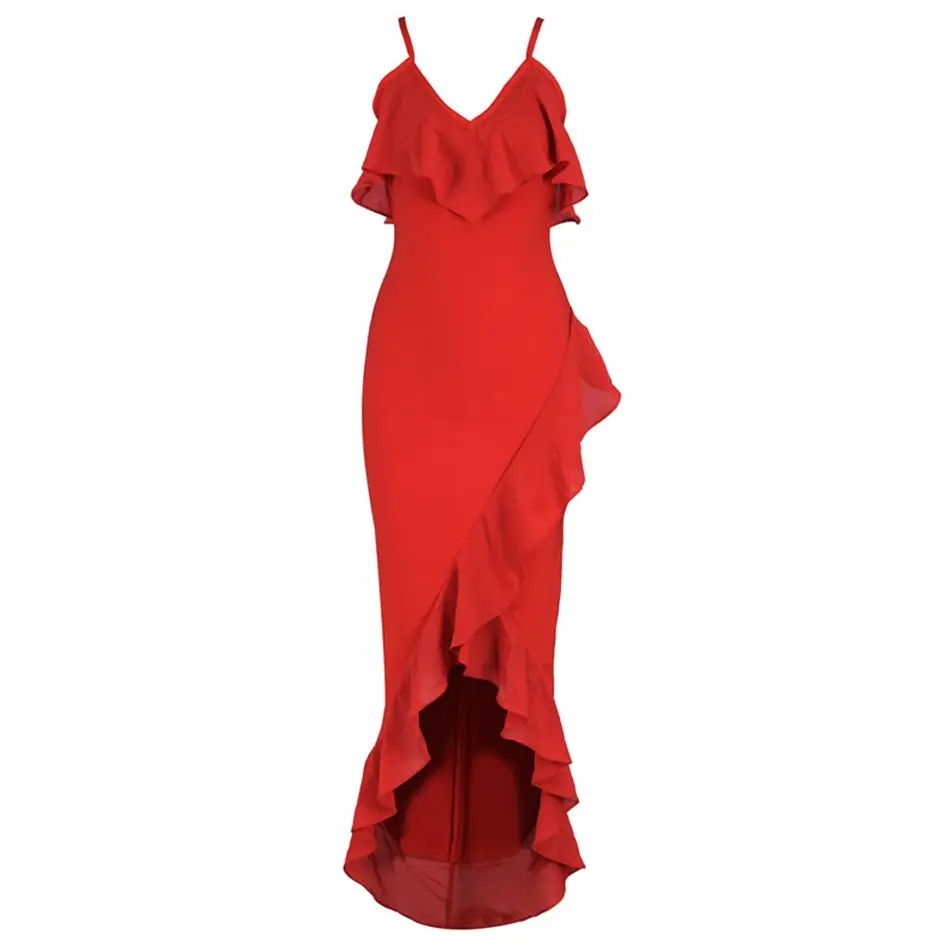 

New Summer Celebrity Party Bandage Dress Women Red Black Spaghetti Strap V-Neck Sexy Night Out Club Dress Women Vestidos
