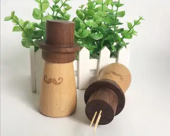

Creative Toothpick Box Wood Portable Toothpick Holder Gentleman Pattern Wooden Toothpick Cans Household Handicrafts (5PCS/LOT)