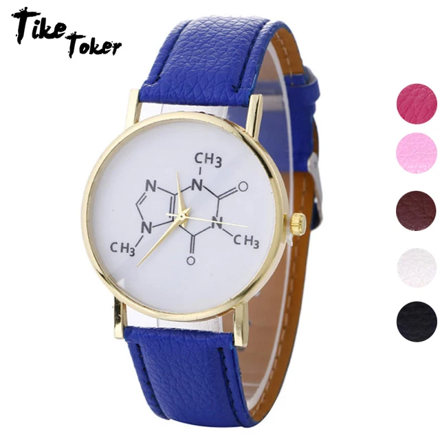 TIke Toker Fashion Chemical Formula Pattern PU Leather Watch For Women Digital P TIke Toker Fashion Chemical Formula Pattern PU Leather Watch For Women Digital P