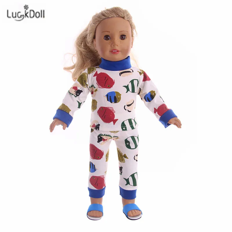 

LUCKDOLL Summer New Cute Fashion Suit Toy 18-Inch American Doll and 43 cm Doll Accessories