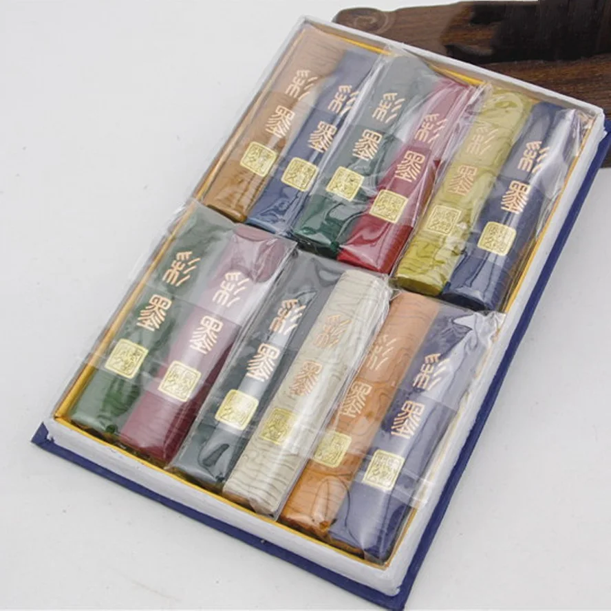 Chinese Ink Stick Paint Hukaiwen Calligraphy Brush Inker Dragon Design Water color Painting Supply 12pcs/set