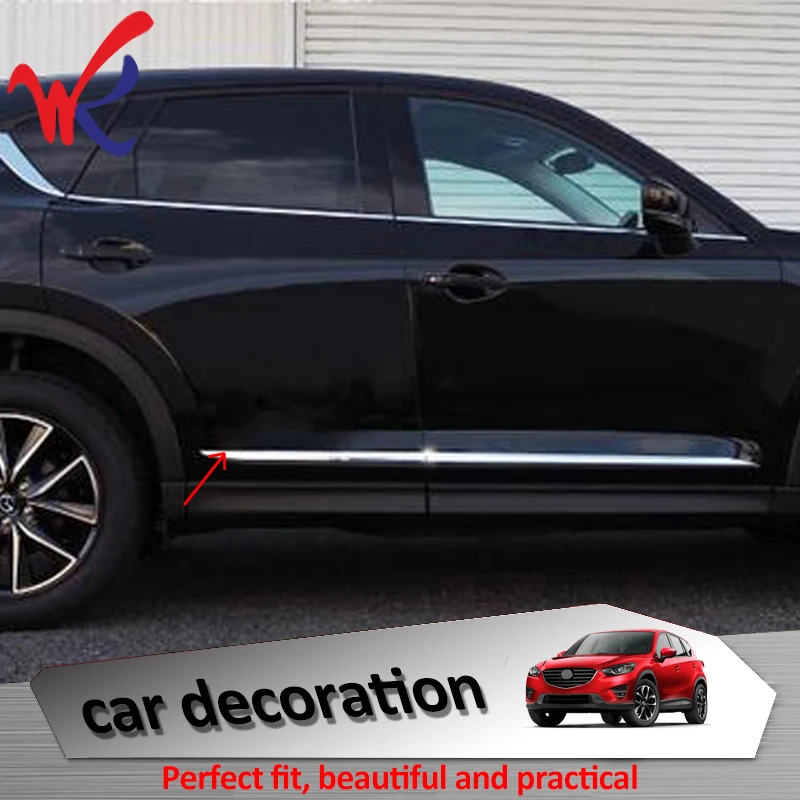 WK Brand ABS Chrome 4pcs Car Body Door Side Molding Trim Ring for Mazda