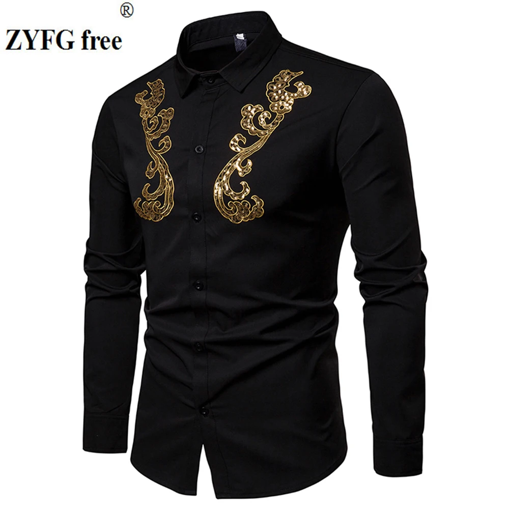 

ZYFG free men shirt long sleeve turn-down collar creative simple shirts breathable elegant literary Tops manwear