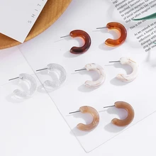 Модные ювелирные изделия, корейские простые акриловые серьги-гвоздики для женщин и девушек, подарок, белые прозрачные с-образные массивные серьги