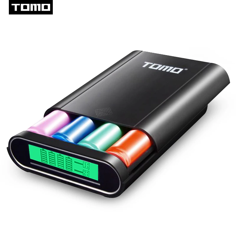 

TOMO T4 4 x 18650 Li-ion Universal Battery DIY Smart Portable Battery USB Charger with LCD Display Screen Power Bank Dual Output