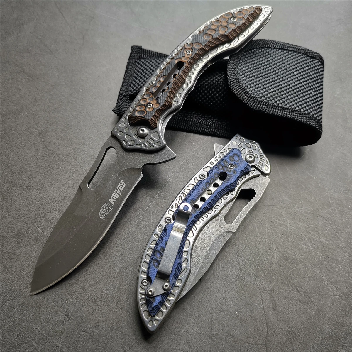 9" G10 Multi function Folding Tactical Survival Knives Hunting Camping