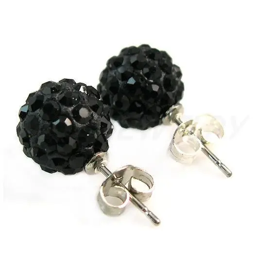 

Hotsale!Free Shipping!black earrings, 10mm Micro Pave CZ Disco Ball Bead earrings,vintage fashion earrings