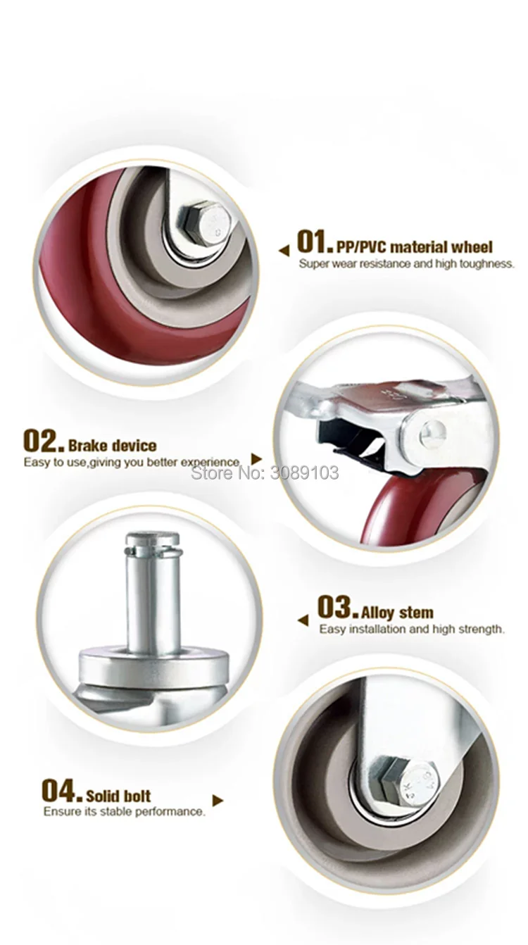 3-4 дюйма 5 дюймов средних ролики, подключите Универсальные ролики, Мармелад Красный ПВХ покрытия-устойчивые ролики
