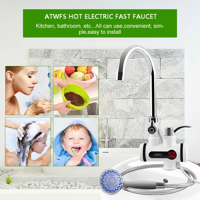 ATWFS Ducha Instantánea Eléctrica Calentador De Agua Grifo De Agua Caliente  Instantáneo Cocina Grifo Eléctrico Calentador De Agua Calentador Instantáneo  T200424 De 33,66 €