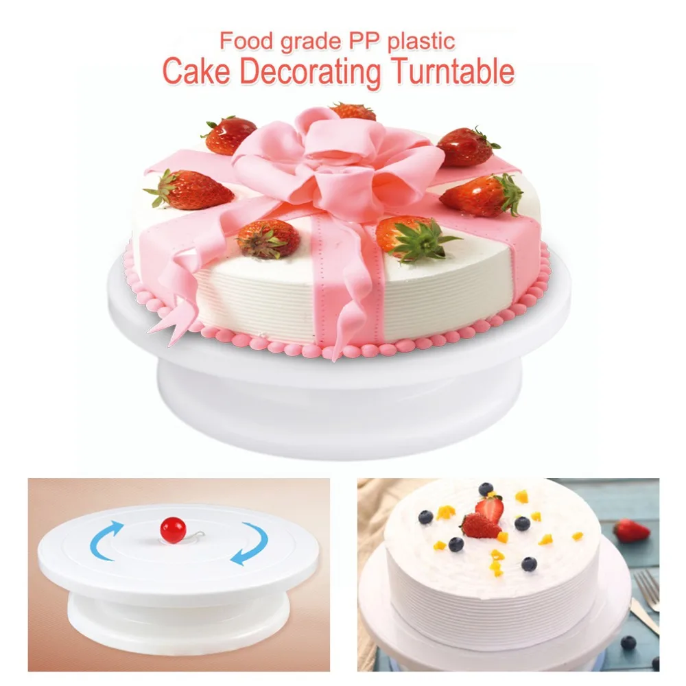 

28cm Plastic Cake Turntable Rotating Cake Decorating Turntable Anti-skid Round Cake Stand Cake Rotary Table Bakeware Baking Tool