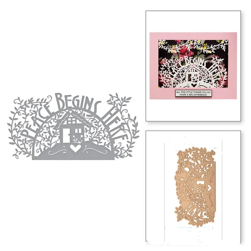 

Peace Begins House Metal Cutting Dies Scrapbooking DIY Card Album Making Craft Embossing Stencil Template Decor New Dies 2019