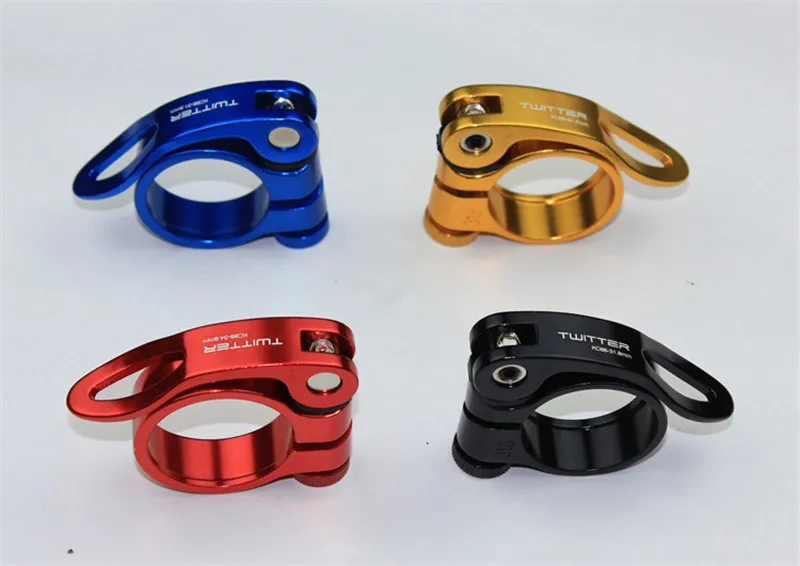 cheap TWITTER 31.8mm MTB Mountain Road Bicycle Seat Tube Clamp Cycling Bike Aluminum Alloy Quick Release Seatpost Clamp Bicycle Parts