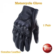 Tela de Toque do Dedo Completa motos Luvas de Couro Genuíno Perfurado Respirável Bicicleta Ciclismo Motocross Protetor Da Junta