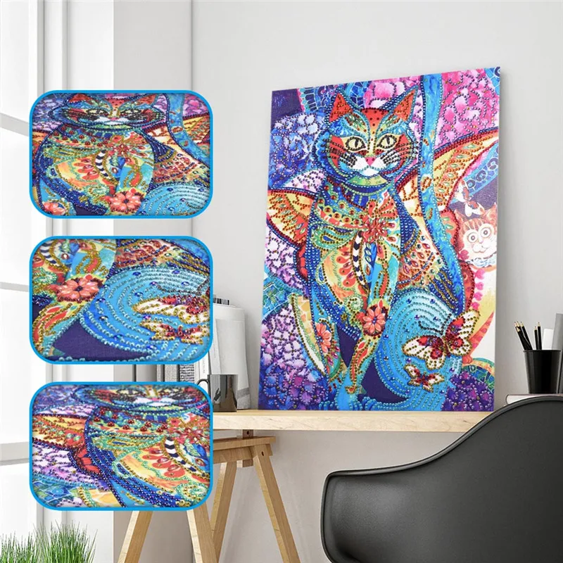 

Diamond Embroidery Cat Picture Rhinestones,Diamond Painting Cross Stitch Animal partial special shaped Diamond Home Decor