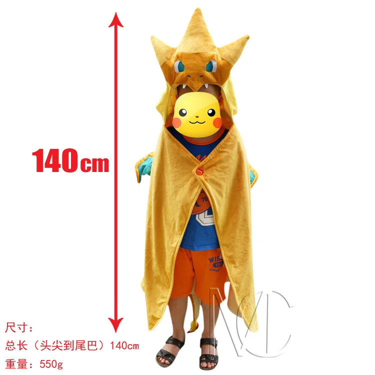 

Pokemon Charizard Cosplay Claok Yellow Animal Cos Coat Halloween Cosplay Costumes Kid Adult Cape Free Size 140cm Height Cotton