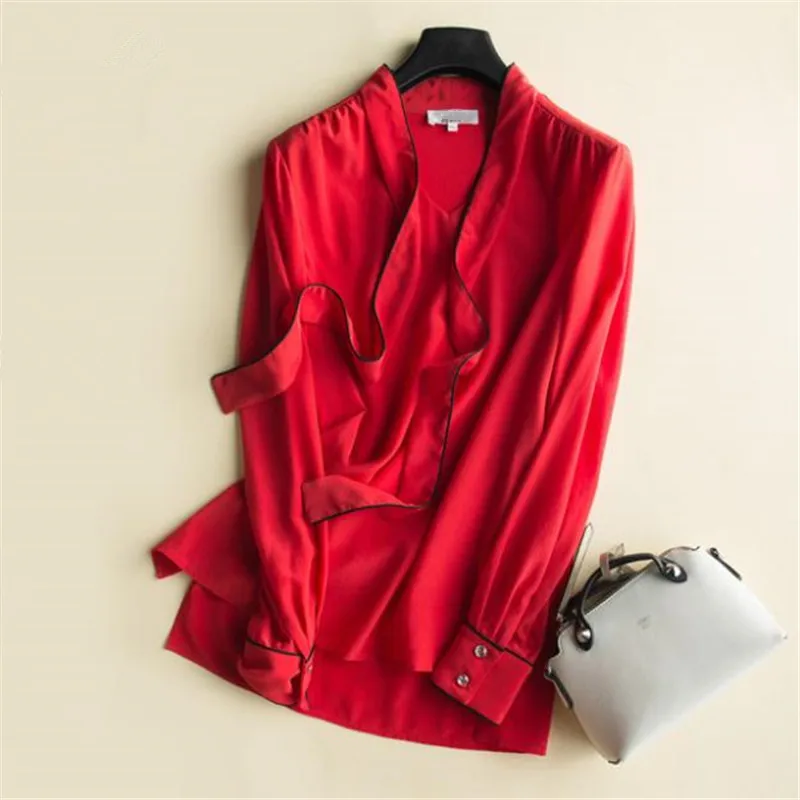 

Thin Silk Blouse for Women 100% Silk Shirts for Female Loose Breathable Tops for Lady Summer Chemise