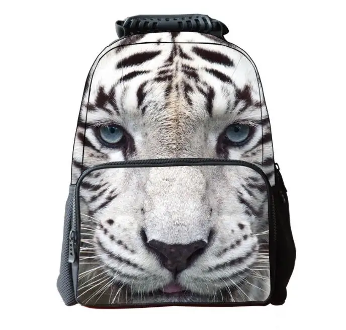 1 шт. белый тигр печати Рюкзак Back Pack для мальчиков-подростков животного путешествия на открытом воздухе Ноутбук Bagpack детей школьный