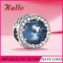 Сияющее сердце Шарм, лунный свет синий кристалл шармы Бусины Подходит браслет серебро 925 Оригинальное ювелирное изделие из драгоценных камней изготовление