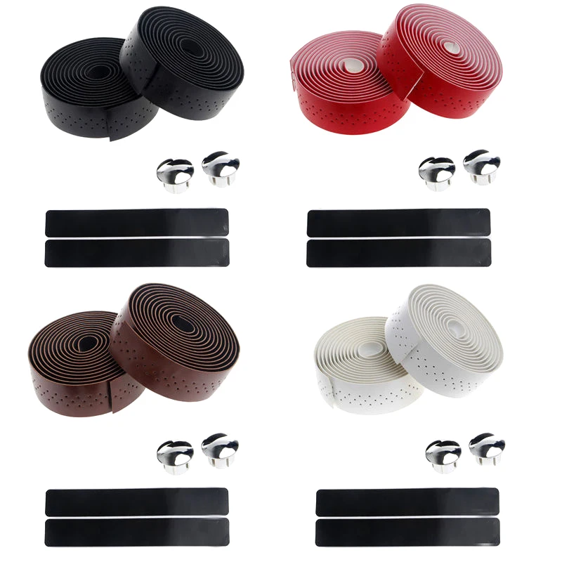 

High Quality 1pair Bike Handbar Belt Solid Color PU Holes Hand Bar Tape for Bicycle Mountain Bike NCM99