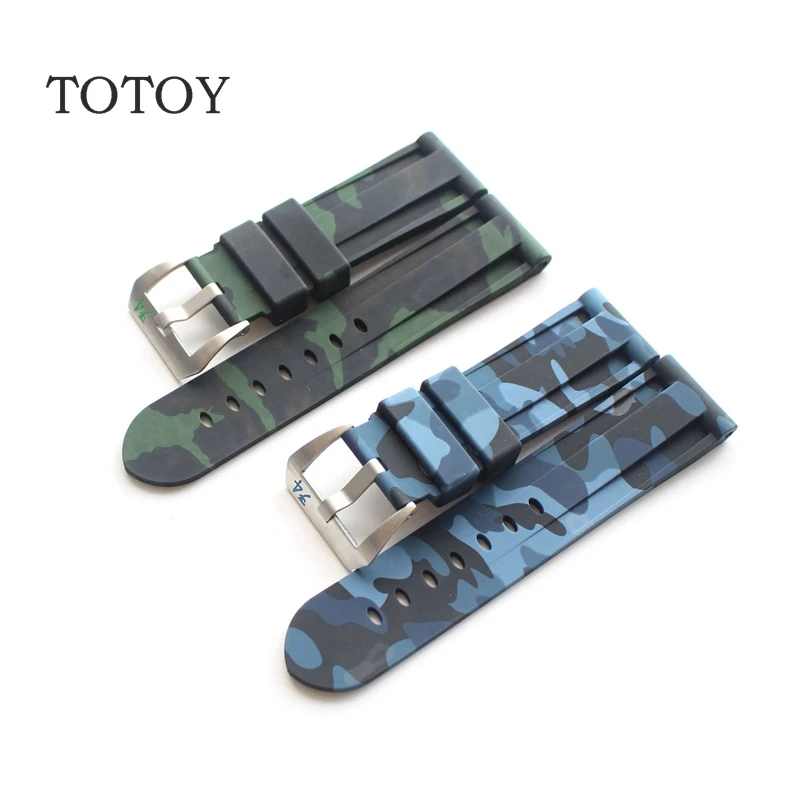 

TOTOY Camouflage Design Rubber Watchbands 24MM Suitable For PAM Silicone Men's Strap, Fast Delivery