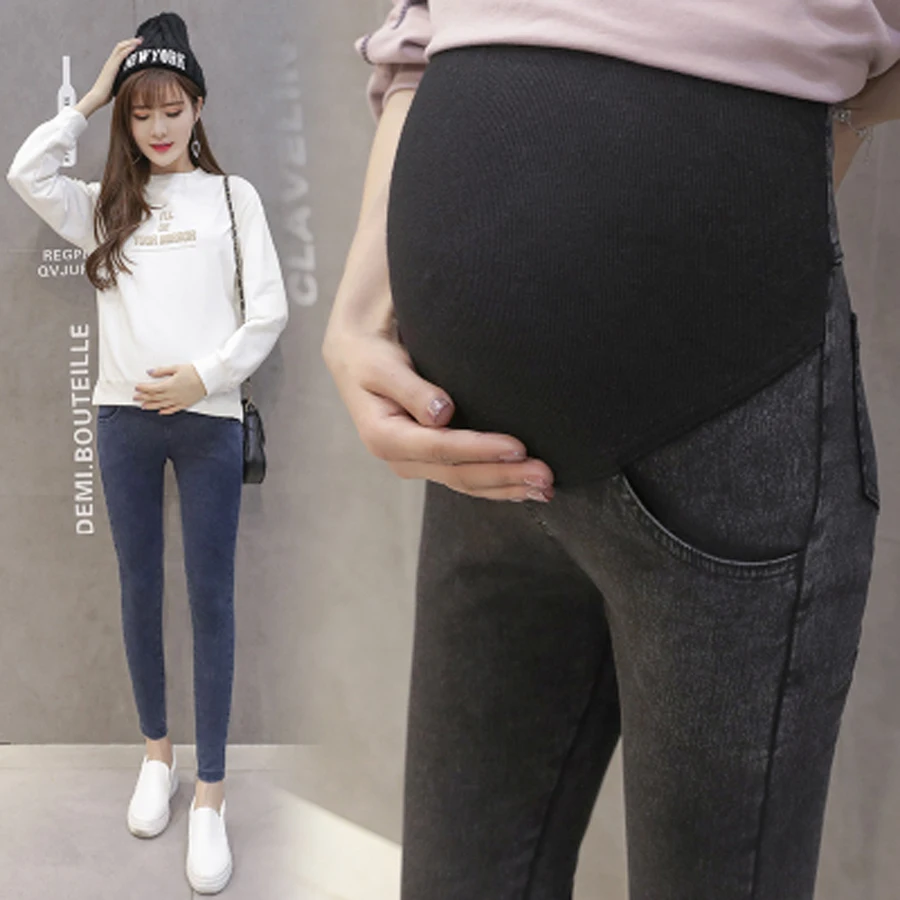 Famli Maternity Jeans for Pregnant Women Pregnancy Denim Pants Light Skinny Pencil Legging Trousers Maternity Clothes