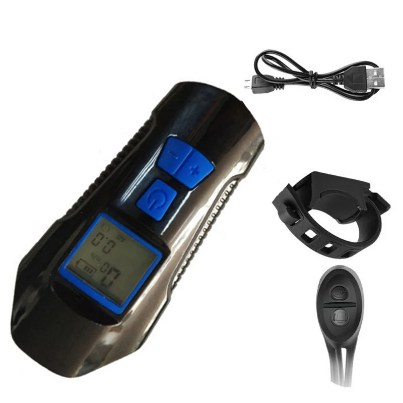 

USB Rechargeable Bike Bicycle Anti-glare Design Front LED Light Headlight Bell Flashlight Camping