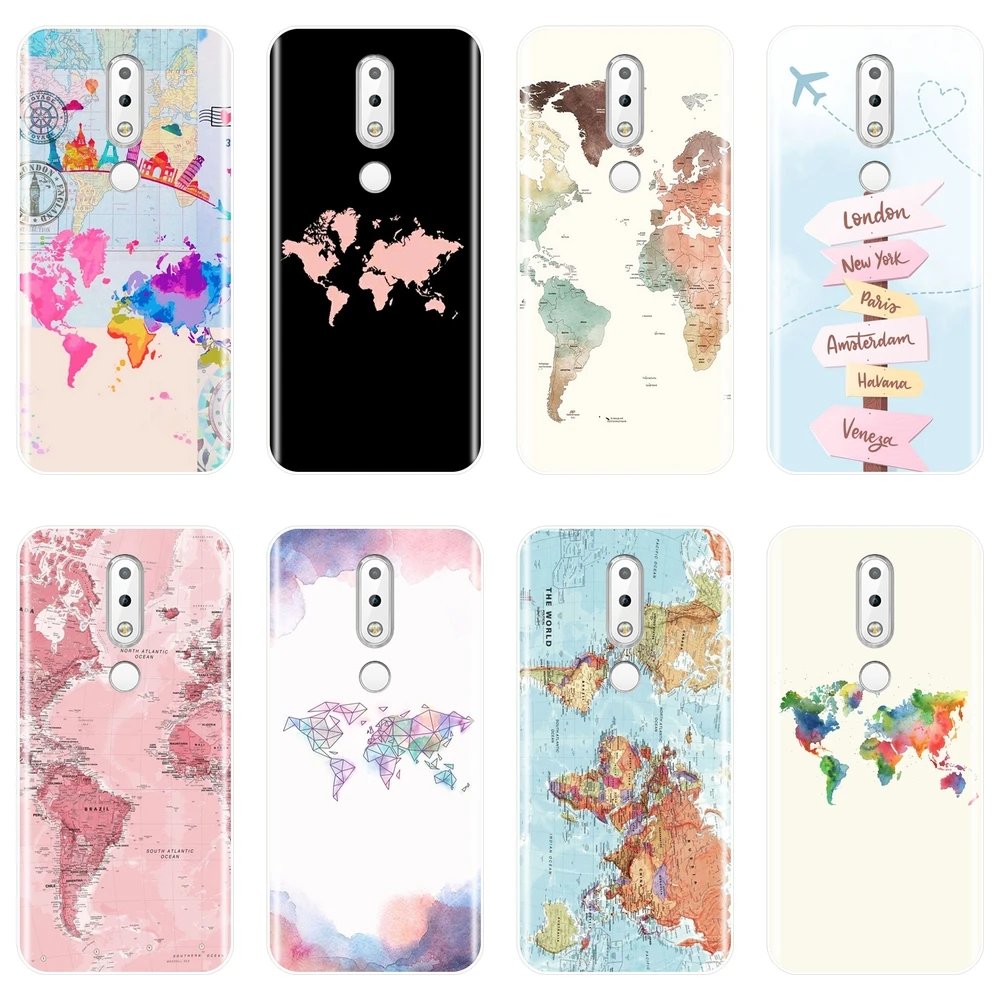 

Phone Case For Nokia 2.1 3.1 5.1 6.1 7.1 Plus World Map Travel Airplane Silicone Soft Back Cover For Nokia 2.1 3.1 5.1 6.1 7.1