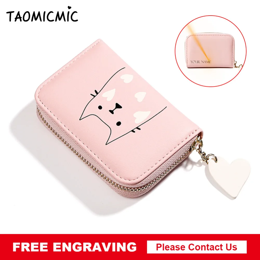 

Taomicmic Women Lady Fashion Card Holder Pink Black Blue Green Gray Card Wallet Zipper Bank/ID/Credit Card Holder Walet 2019 New