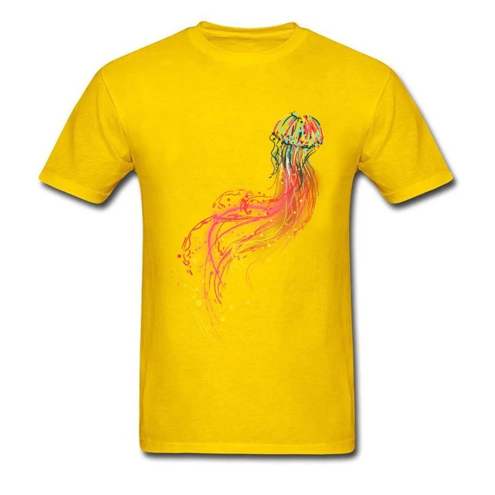 Neon Jellyfish Prevalent Mens Top T-shirts Round Neck Short Sleeve Pure Cotton T Shirt Printed T-shirts Free Shipping Neon Jellyfish yellow