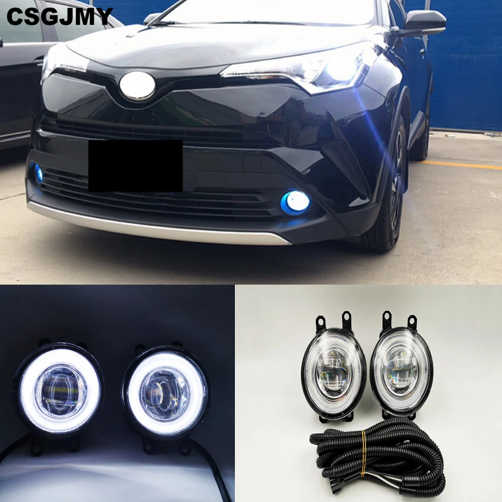 

CSGJMY 1Set 12V Car LED 3 Colors Angel Eyes Fog Light Lamp DRL Daytime Running Light For Toyota CHR C-HR 2016 2017 2018 2019
