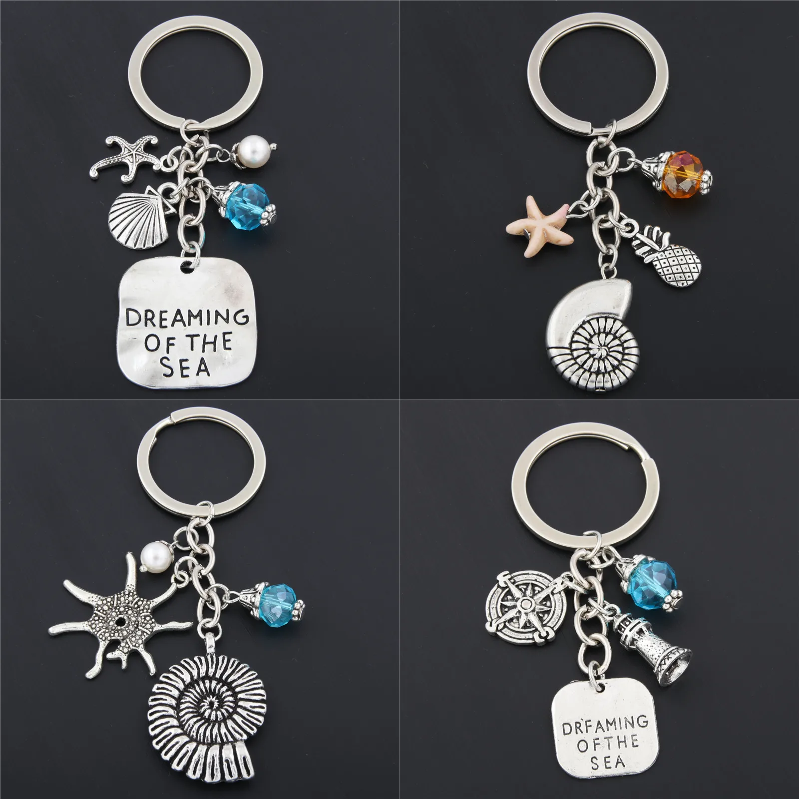 

1pc Shell Starfish Keychains Pineapple Keyring For Beach Jewelry Ocean Gift For Women Summer Bag Charms
