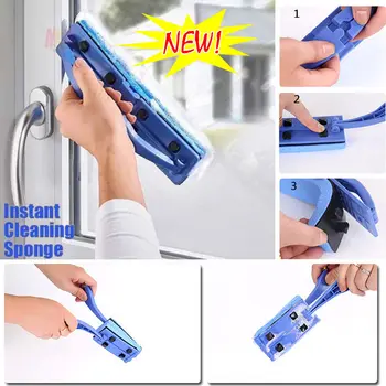 

New Foldable Magic Sponge Thickened Glass Cleaning Handle Brush Kitchen Tool