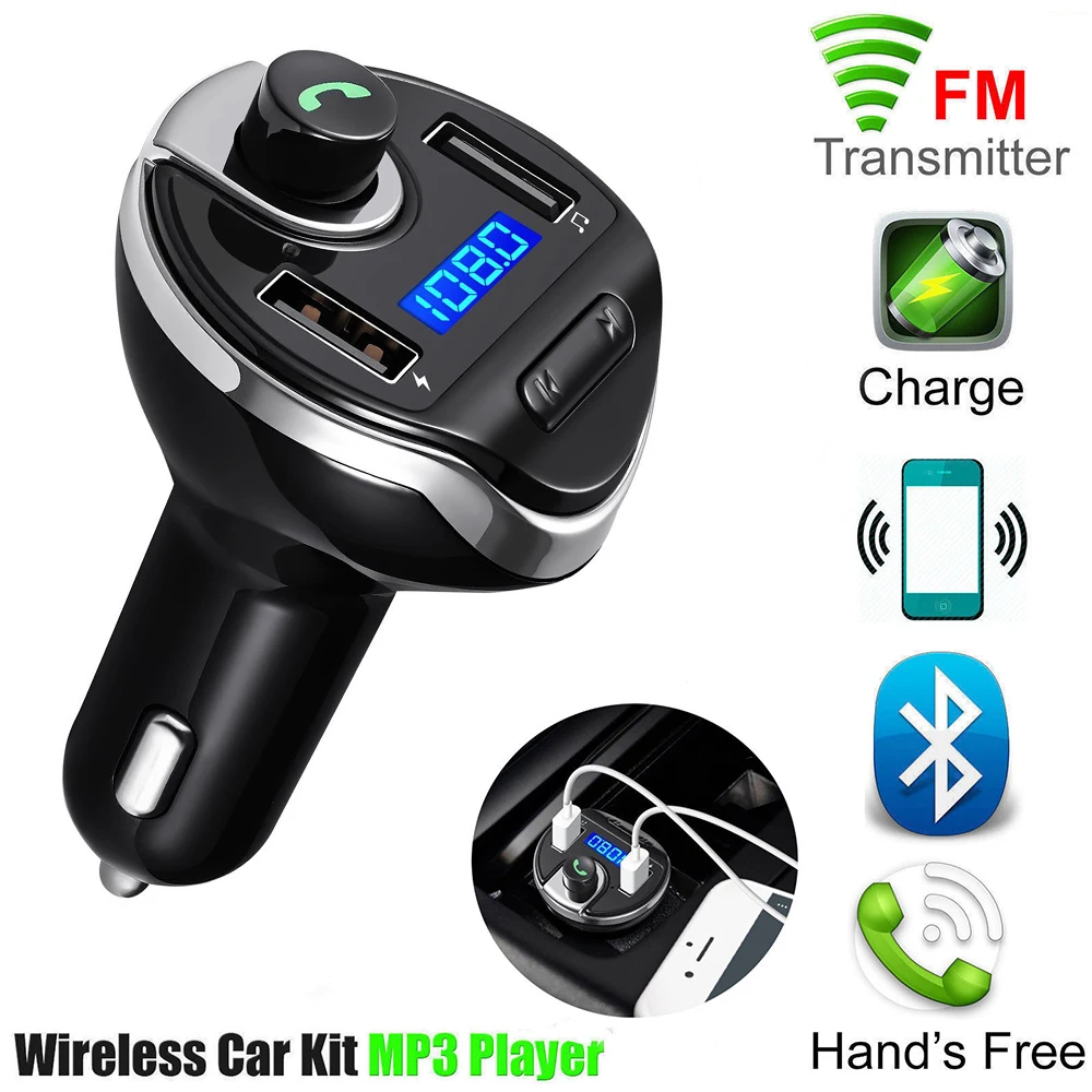 FM Transmitter Aux Modulator Bluetooth Car Charger Kit Handsfree Audio MP3 Player 3.4A Dual USB Fast Mobile Phone Charger