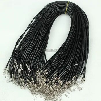 

10pcs/lot 1.5mm/2mm/3mm 100% Genuine Leather Black Leather Cord String Rope Chain Necklace with Lobster Clasp DIY Jewelry Making