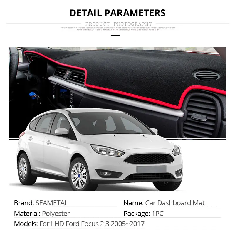 Коврик для приборной панели автомобиля LHD Ford Focus 2 3 2017 2016 2015 2014 2013 2012 2011 2010 2009