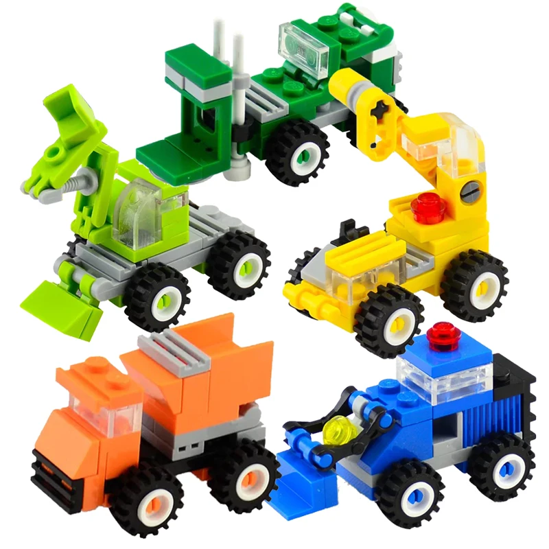 Enlighten legoing Mini City Construction Car Crane Excavator Bulldozer Forklift Dump Truck Vehicle Building Blocks Bricks Toys
