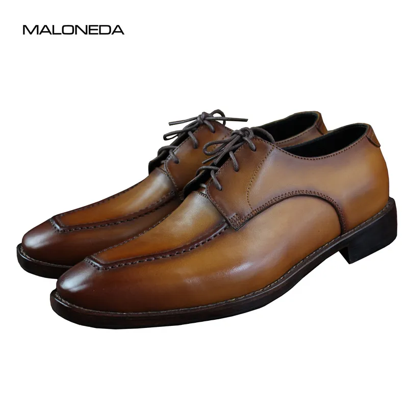 

MALONEDA Custom Made Goodyear 100% Genuine Leather Handmade Oxfords Shoes, Men's Handcraft Dress Formal Shoes Large/Plus Size