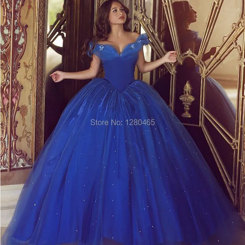 Cinderella Royal Blue Quinceanera Vestidos vestidos de 15 Anos