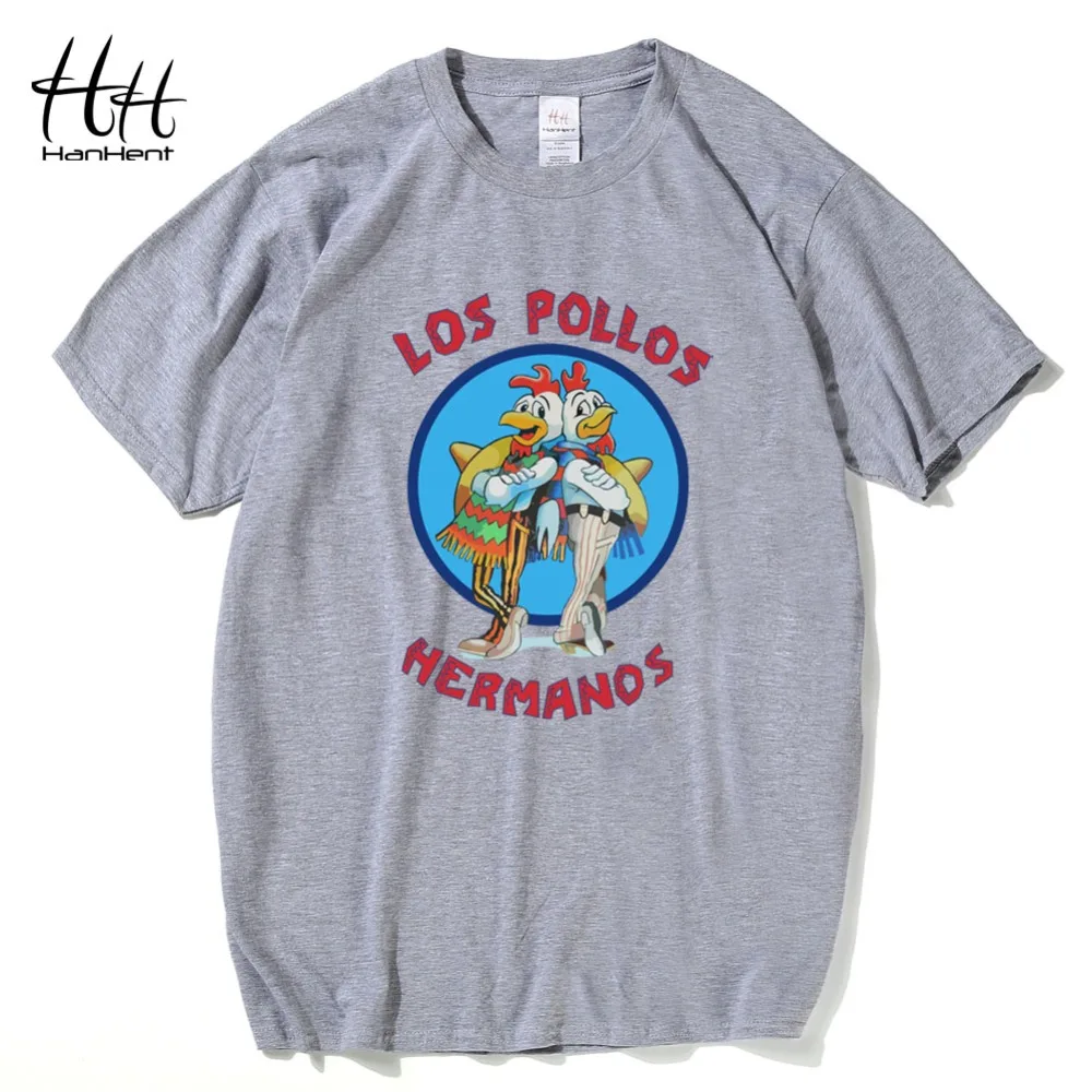 

HanHent Los Pollos Hermanos T Shirts Men Breaking Bad T-shirts Sitcoms Summer Cotton Fitness Clothing Swag Heisenberg Tee Shirts