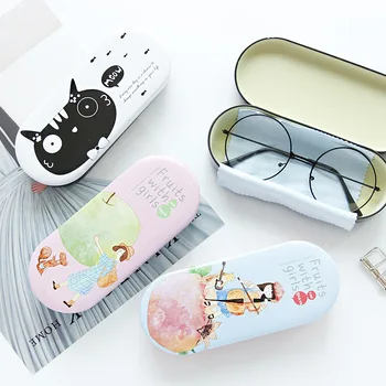 

1pcs Big myopia glasses box female Korean small fresh and simple retro creative cute pupils tinplate sunglasses box