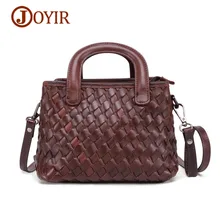 JOYIR Luxury Women Genuine Leather Handbags Ladies Vintage Elegant Weave Shoulder Messenger Bag Cow Leather Handmade Women Bags handmade 2018 vintage women handbags cow leather messenger shoulder bag vegetable tanned leather bags cell phone pocket 6 colors