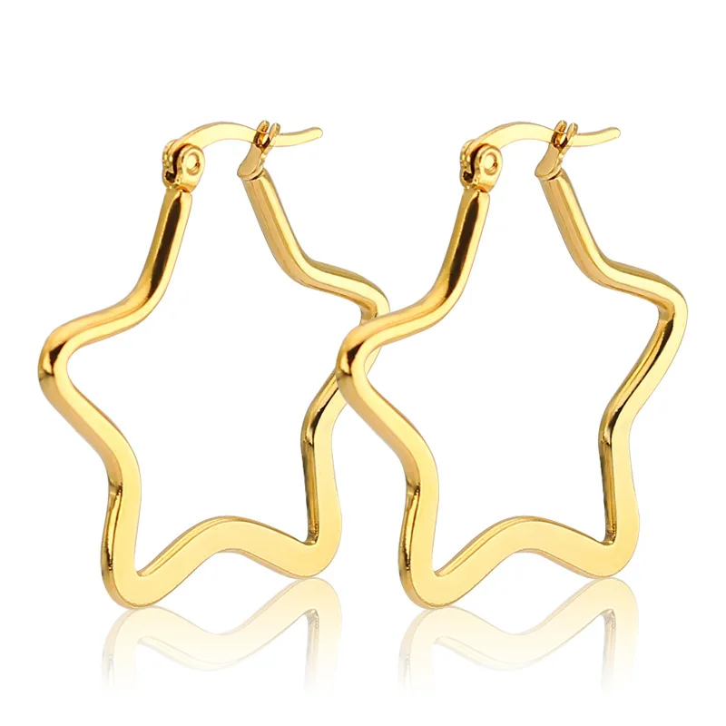

Fashion Jewelry Star Earrings For Women Classics Gold Star Hoop Earrings 30mm 40mm 50mm Stainless Steel Earrings