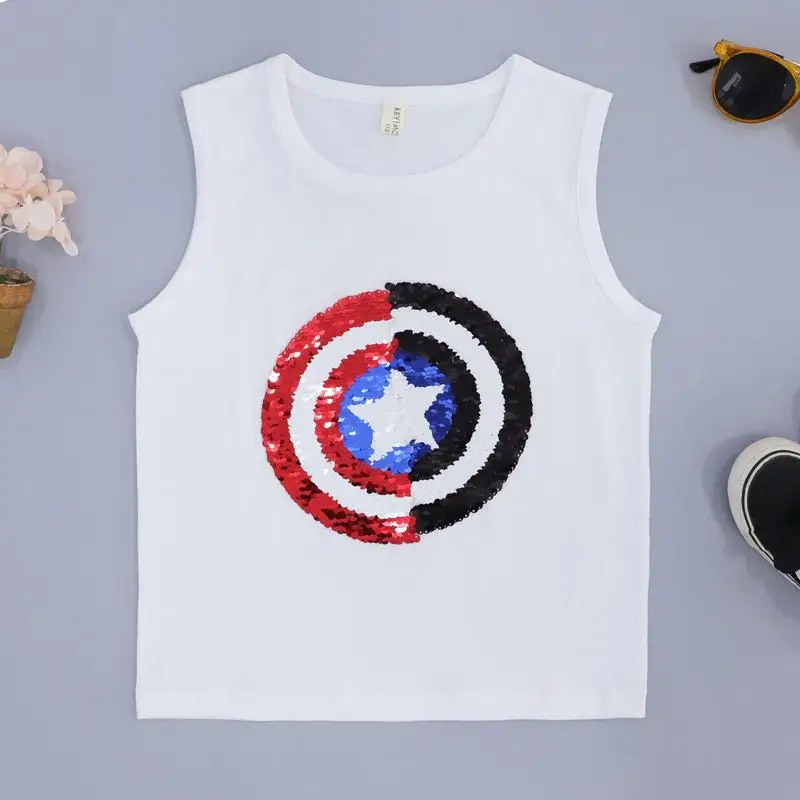 T-Shirts For Girls Magic Sequin Top Kids Reversible Sequin Shirt Girl White T-Shirts Kids Switchable Teenager Shirts Child T-Shirt 3