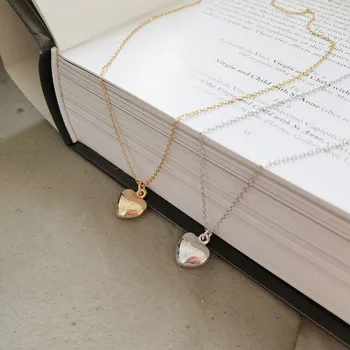 

1pc Authentic 925 Sterling silver Glossy Rounded Heart Love surface Pendant necklace creative industry style Fine Jewelry X234