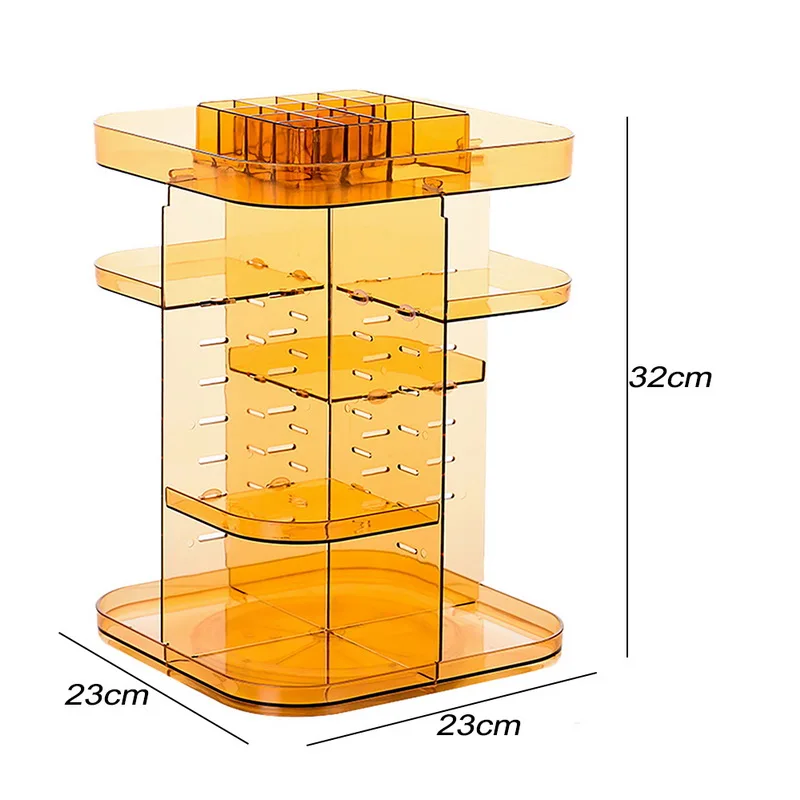 1 шт. квадратный вращающийся на 360 градусов ящик для хранения косметики органайзер для макияжа Уход за кожей губная помада коробка для хранения прозрачный пластик качество - Цвет: middle grid orange