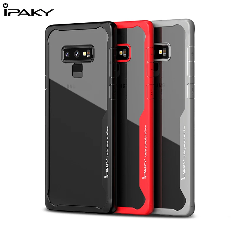 

For Note 9 Case iPaky PC Transparent Back Cover + TPU Silicone Edge Shockproof Case For Samsung Galaxy Note 9 Note9 Case Coque