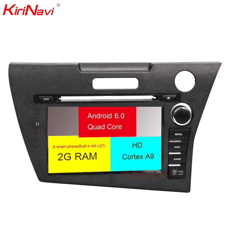 Excellent KiriNavi Octa core 4G LET android 7 car multimidia autoradio for Honda CRZ dvd gps 2010 - 2017 support 4K Video 4G 1