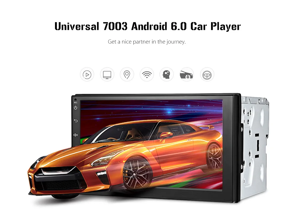 Best 7003 Android 6.0 GPS Navigation Car Multimedia Player 2 Din Car Radio Player Bluetooth FM MP5 Support Steering-wheel RDS WiFi 0